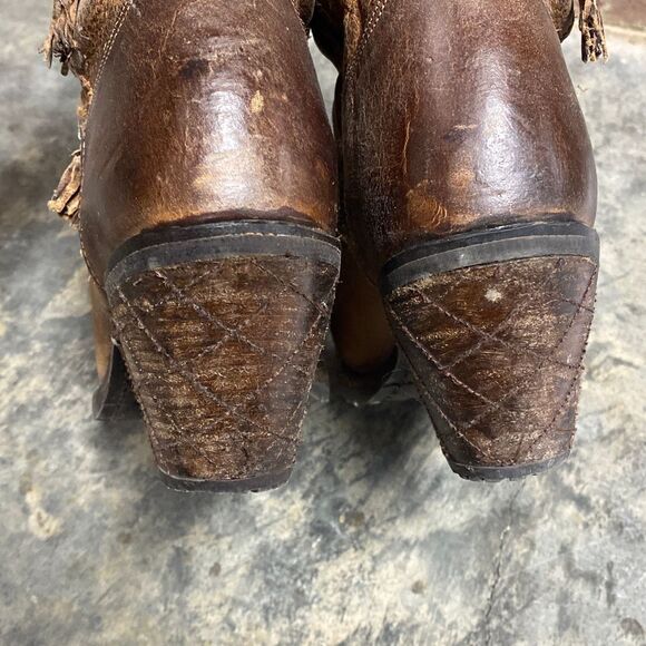 Justin Brown Leather Rustic Cowboy Boots Size 9 - Picture 8 of 12
